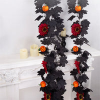 Artificial Fall Maple Leaf Wreath with Pumpkins and Berries for Halloween Thanksgiving Harvest Home Decorations