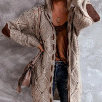 Plus Size Women's Loose Hooded Cardigan Color Matching Adjustable Drawstring Design Autumn and Winter Coat