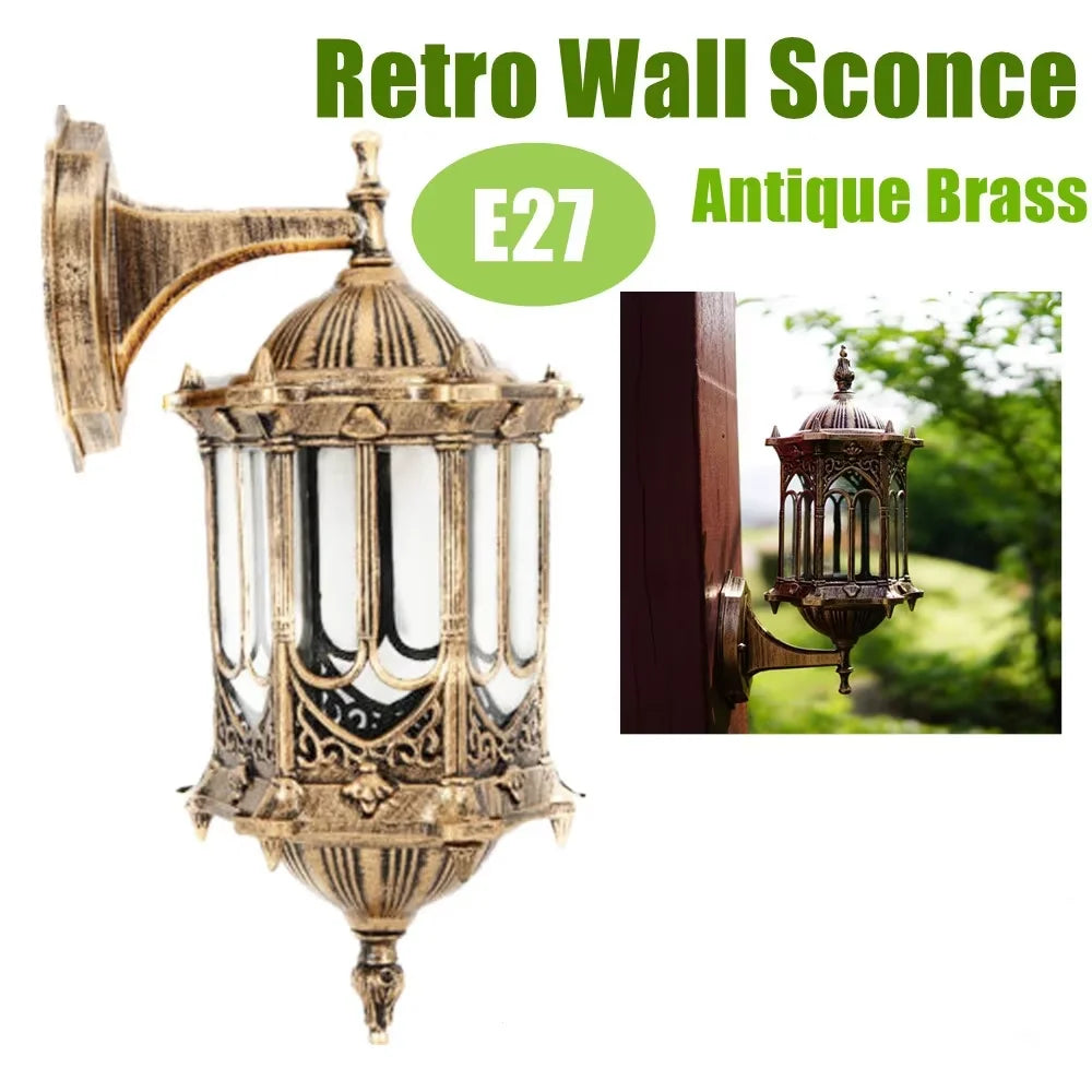Antique Lantern Wall Lamp Sconce Porch Lamp Garden Outdoor Exterior Wall Light Wall Mount Waterproof Lantern E27