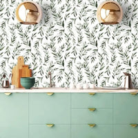 Green Leaf Wallpaper Peel and Stick Olive Leaf Contact Paper 17.7inch x 118.1inch Green Peel and Stick Wallpaper Modern Farmhou