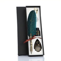 Retro Calligraphy Feather Dip Pen with 2 Nib Quill Fountain Writing Stationery