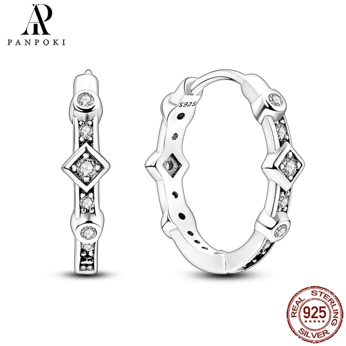 HOT 65 Style Sterling Silver 925 Pave Shiny CZ Heart Hoop Earrings Fit Original Earrings Fine Women Jewelry Fine Fashion Gifts
