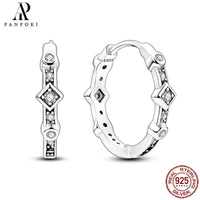 HOT 65 Style Sterling Silver 925 Pave Shiny CZ Heart Hoop Earrings Fit Original Earrings Fine Women Jewelry Fine Fashion Gifts