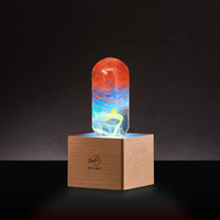 Creative Epoxy Resin Wood Light Lamp, Handmade Multi Color Aquatic Ocean Lamp Led Night Light Desktop Decor Birthday Gift