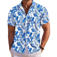 Men s Tropical Print Short Sleeve Hawaiian Shirt with Button Down Collar for Casual Beachwear and Everyday Wear