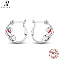 HOT 65 Style Sterling Silver 925 Pave Shiny CZ Heart Hoop Earrings Fit Original Earrings Fine Women Jewelry Fine Fashion Gifts
