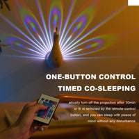 1/2PCS Peacock Projection Night Light LED Wall Lamp With Remote Control 12 Colors Bedroom Atmosphere Lamp Home Room Decor Light