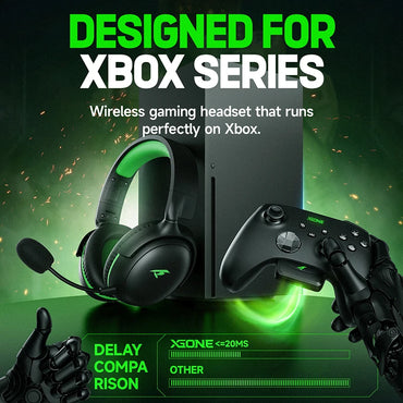 Kofire XG-ONE 2.4GHz XBOX Gaming Headset with ENC Mic Over-Ear Headphones 53mm Speaker 3D Sound  PC PS4 PS5 Options Game Music
