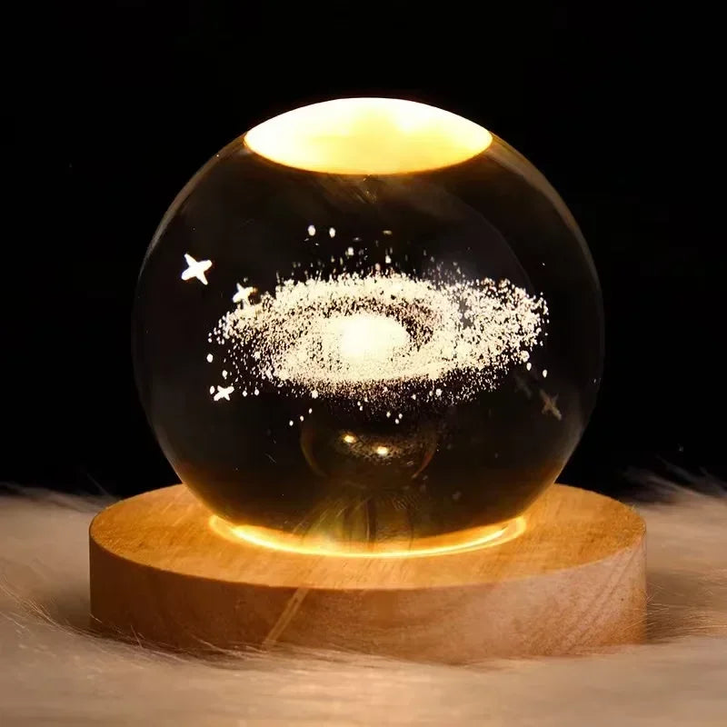 USB Night Light LED Crystal Ball 3D Moon Planet Galaxy Decor for Home Table Lamp Table Lamp Party Toys for Kids Adult Xmas Gifts