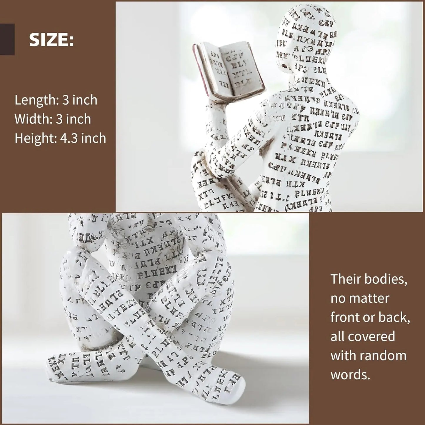 Home Decor Pulp Reading Women Thinker Statue Aesthetic  Decoration on Shelf Table Desk for Living Room Office Bedroom A