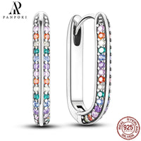 HOT 65 Style Sterling Silver 925 Pave Shiny CZ Heart Hoop Earrings Fit Original Earrings Fine Women Jewelry Fine Fashion Gifts