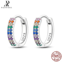 HOT 65 Style Sterling Silver 925 Pave Shiny CZ Heart Hoop Earrings Fit Original Earrings Fine Women Jewelry Fine Fashion Gifts