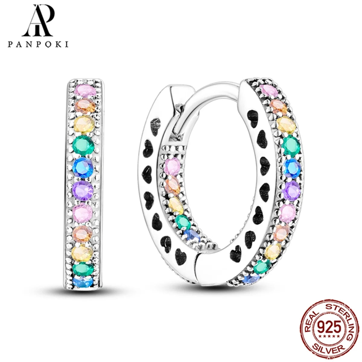 HOT 65 Style Sterling Silver 925 Pave Shiny CZ Heart Hoop Earrings Fit Original Earrings Fine Women Jewelry Fine Fashion Gifts
