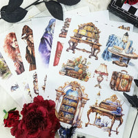 A5 Western Style Character Theme Stickers Book PET Material Pre-cut Model Retro Literary Style Diary Decoration Basic Material
