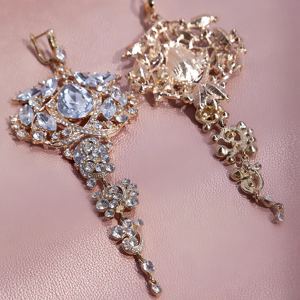 Stonefans Rhinestone Exaggerated Dangle Earrings for Women Wedding Gift 2024 Trendy Bridal Crystal Statement Earrings Banquet