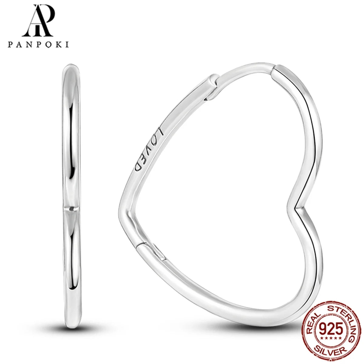 HOT 65 Style Sterling Silver 925 Pave Shiny CZ Heart Hoop Earrings Fit Original Earrings Fine Women Jewelry Fine Fashion Gifts