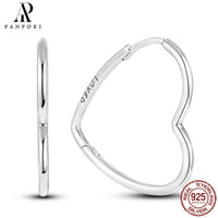 HOT 65 Style Sterling Silver 925 Pave Shiny CZ Heart Hoop Earrings Fit Original Earrings Fine Women Jewelry Fine Fashion Gifts