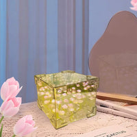 Tulip Night Light LED Decorative Nights Lamp Handmade DIY Tulip Mirror Night Light Tulip Cube Mirror Lamp Flowers Birthday Gifts