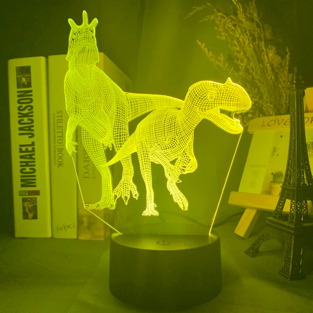 Baby Night Light Dinosaur Triceratops for Kids Bedroom Decor Nightlight Cool Birthday Gift 3d Illusion Acrylic Battery Desk Lamp