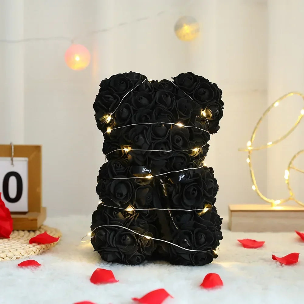 2025 Eternal Flower 25cm Artificial Teddy Rose Flower Bear with Box Girlfriend Women Birthday Wedding Party Decor Romantic Gift