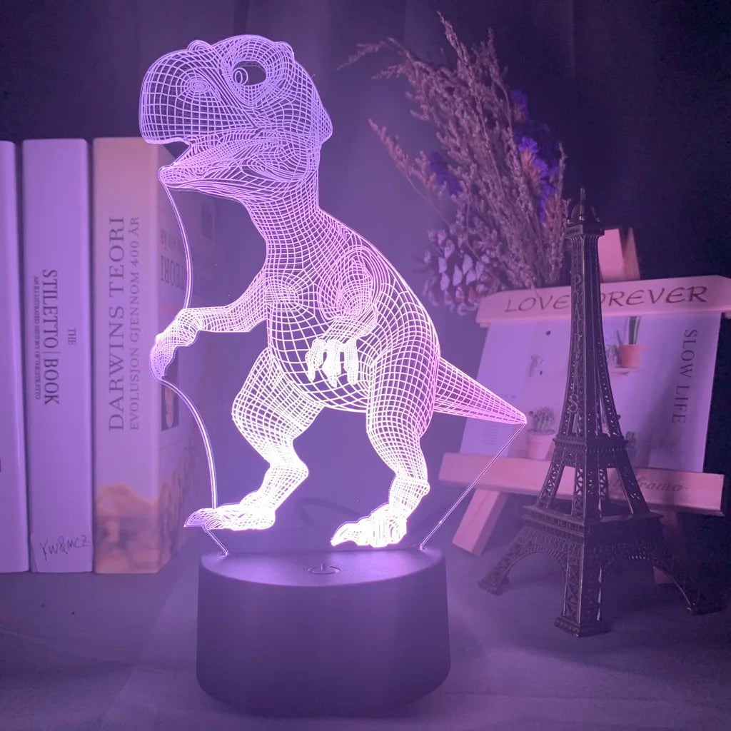 Baby Night Light Dinosaur Triceratops for Kids Bedroom Decor Nightlight Cool Birthday Gift 3d Illusion Acrylic Battery Desk Lamp