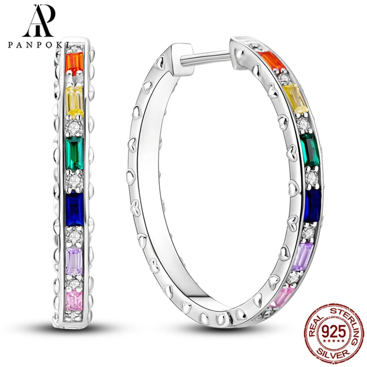 HOT 65 Style Sterling Silver 925 Pave Shiny CZ Heart Hoop Earrings Fit Original Earrings Fine Women Jewelry Fine Fashion Gifts