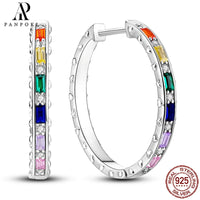 HOT 65 Style Sterling Silver 925 Pave Shiny CZ Heart Hoop Earrings Fit Original Earrings Fine Women Jewelry Fine Fashion Gifts